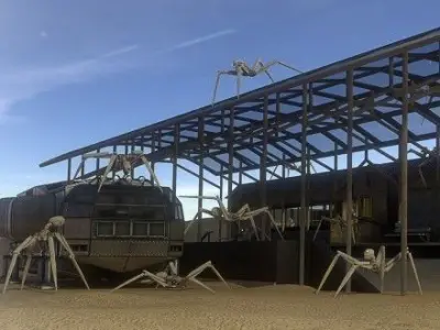 Rigged and Animated Gun Robot Low-poly 3D model