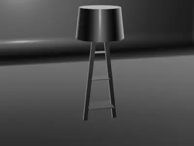 White Fabric Shade Floor Lamp with Brown Base Free low-poly 3D model