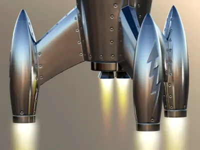 Retro Toy Rocket Low-poly 3D model