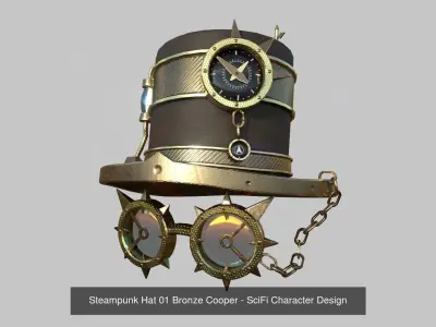 10 Steampunk Hat Collection - SciFi Character Design 3D Model Pack