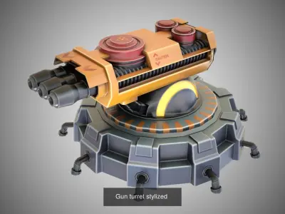 Sci-fi gun turrets 3D Model Pack