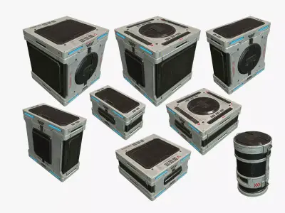 Sci Fi Boxes Low-poly 3D model purchase