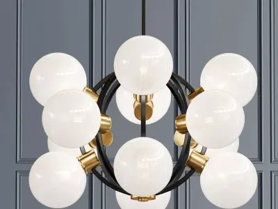 Atomic white glass Sputnik Chandelier 3D model
