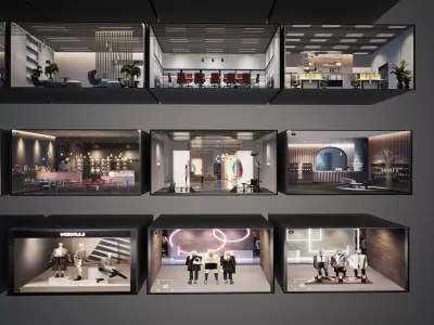 Modular Architectural Section Pack  Low-poly 3D model