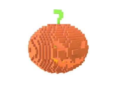 Voxel Halloween Pumpkin v2 004 Low-poly 3D model