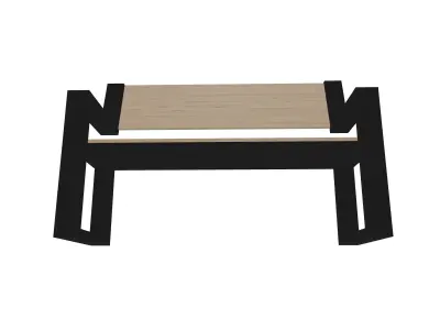 Minimalist Wooden Bench 3D model