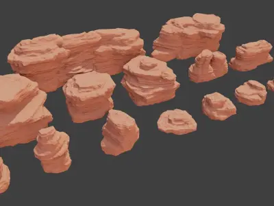 desert rocks Sandstone Low-poly 3D model