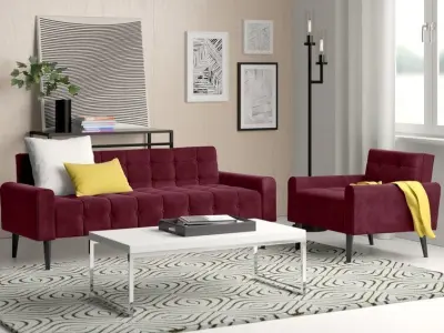 Perry 2 Piece Living Room Table Chair Set - 4 Colour 3D model