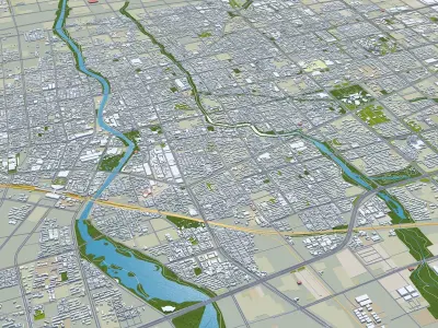 Weifang Shandong China 50km AI Low-poly 3D model