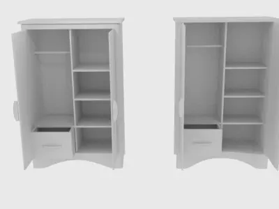 Curved Wardrobe Low-poly 3D model