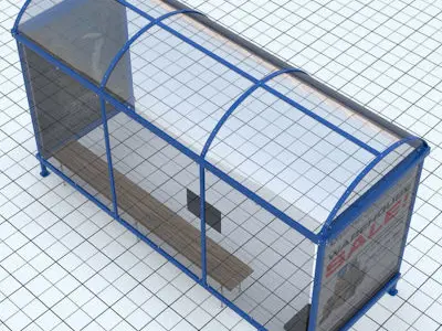 Busstop bus stop with sign 3D model