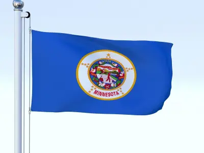 Animated Minnesota Flag Low-poly 3D model