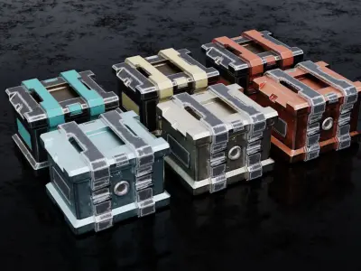 Sci fi Crates Low-poly 3D model