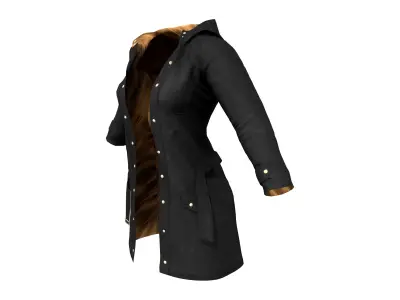 Ladies Parka Coat Low-poly 3D model