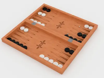 Backgammon Board Game PBR Low-poly 3D Model Low-poly 3D model