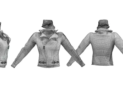 Brown Leather Jacket With Scarf Low-poly 3D model