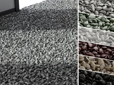 PBR Gravel 02 - 4k - PNG - Seamless - SBSAR Low-poly 3D model