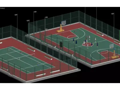 Basketball court tennis court 3D model