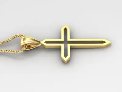 High Cross Pendant Light Gold 18K 4CP048 3D print model