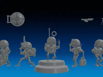SERVOCORE ALL FACTIONS - ASSISTANT DROID SQUAD -MONOPOSE- 28mm 3D print model