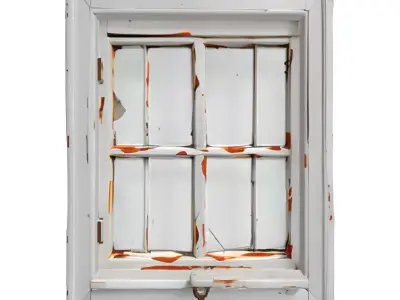 Distressed Shabby Chic Wooden Window Frame Low-poly 3D model