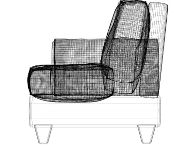 couch with wooden legs Low-poly 3D model