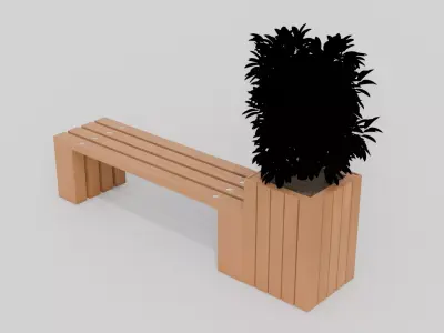 Outdoor Wooden Bench 12 Low-poly 3D model