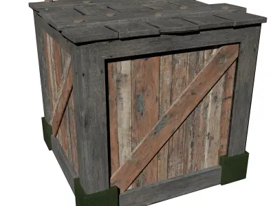 Wooden crate 3d model  Low-poly 3D model