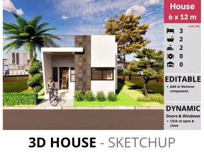 House 6x12m code 560 - Sketchup 3D model 3D model 3D model