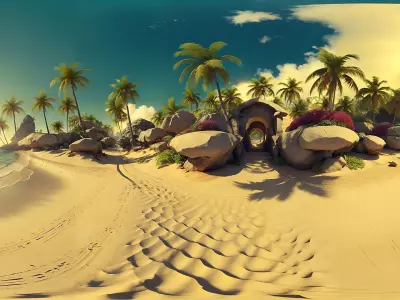 HDRI Tropical Beach Low-poly 3D model