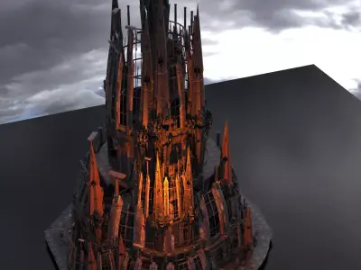 Dark Volcano Tower castle Ruin Castle  3D model