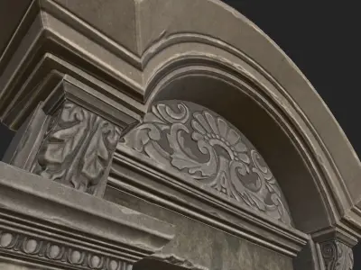 Shikumen Style Door PBR  Low-poly 3D model