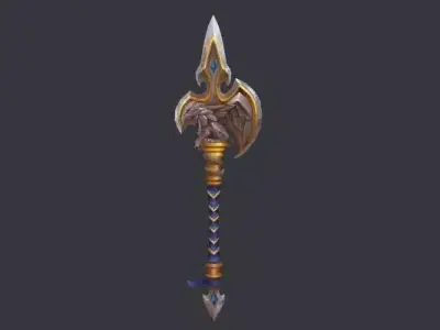 alliance-warfronts-polearm-wow-fan-art Low-poly 3D model