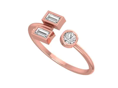 Three Stone Light Weight Band Ring 3D print model 10