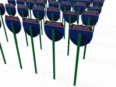 Interstate Shields Low-poly 3D model