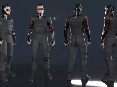 Cyborg Low-poly 3D model