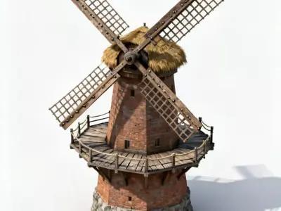 Traditional Dutch Tower Windmill 3D Model Low-poly 3D model