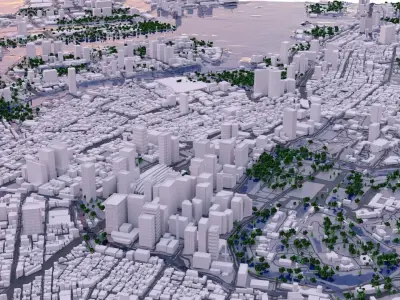 Tokyo Low-poly 3D model city and surroundings Low-poly 3D model