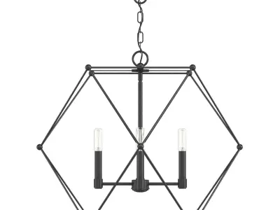 Spatial Collection Four-Light Matte Black Global Pendant Light   3D model