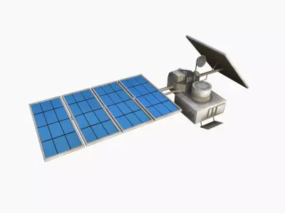 Satellite J07 Dirty Blue - SciFi Space Design Low-poly 3D model