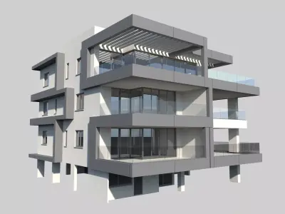 Modern Apartment Building 1 Low-poly 3D model