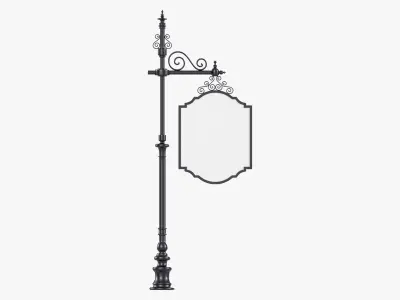Forged column with hanging sign 01 3D model