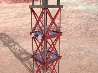 Communication Tower Low-poly 3D model