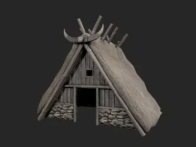 Viking Houses Totems Runestones Collection 3D Model Pack