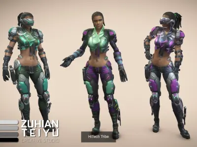 HiTech mass effect - female characters 3D Model Pack