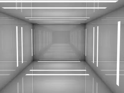 Sci Fi Corridor Low-poly 3D model 2