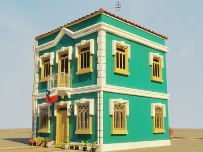 SOUTH AMERICAN BUILDING 008 Low-poly 3D model