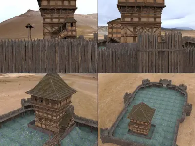 Castle Keep And Tower Low-poly 3D model