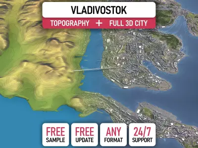 Vladivostok - 3D City Topography Terrain 3D Model Pack
