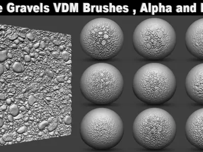 Stone Gravels VDM brushes  Alpha and Noise Low-poly 3D model